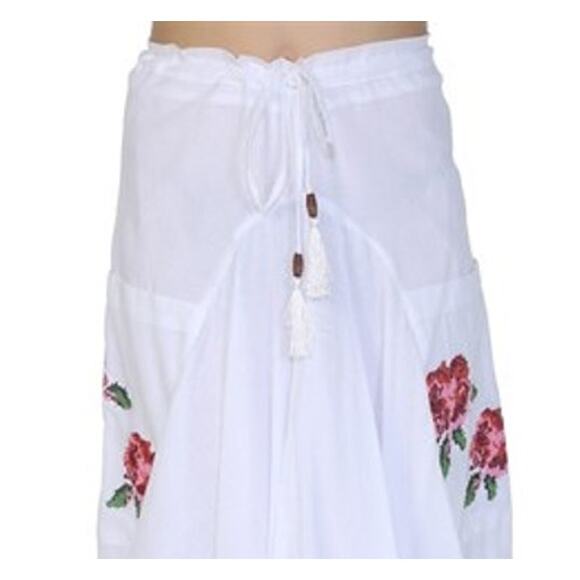 White by Nature Women 100% Cotton Asymmetric Embroidered Pocket Skirt Size S - Picture 7 of 9
